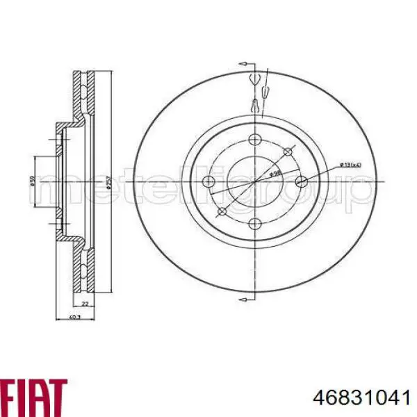 Гальмівні диски передні 46831041 Fiat/Alfa/Lancia