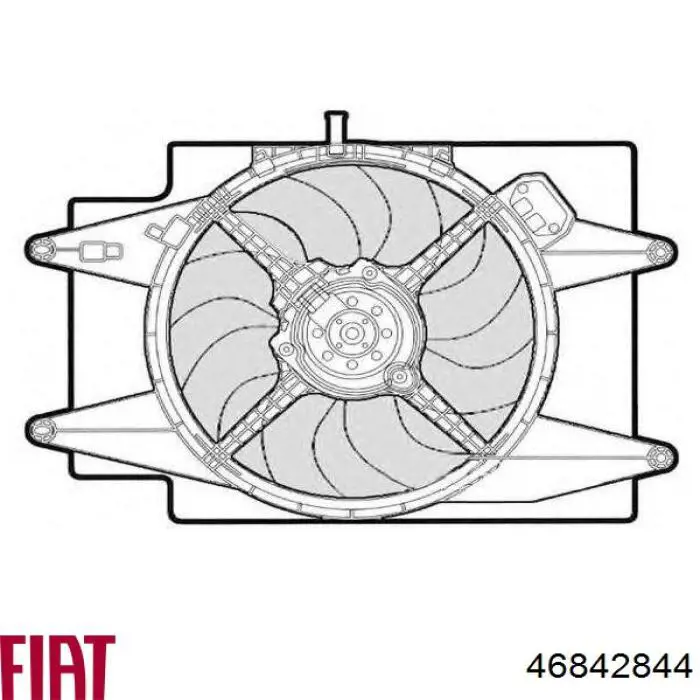 46842844 Fiat/Alfa/Lancia дифузор радіатора охолодження, в зборі з двигуном і крильчаткою