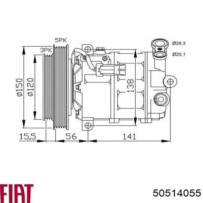 Компресор кондиціонера 50514055 Fiat/Alfa/Lancia