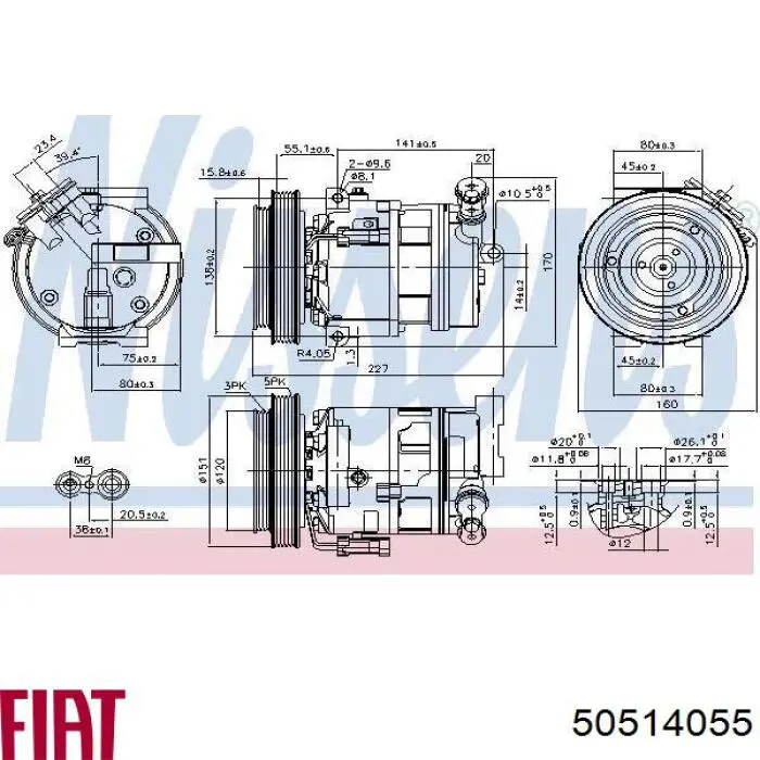 Компресор системи кондиціювання Fiat/Alfa/Lancia 50514055 ціна, від 322.26 USD