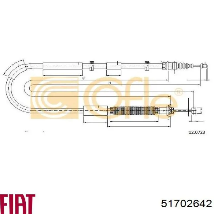 Трос ручного гальма задній, лівий 51702642 Fiat/Alfa/Lancia