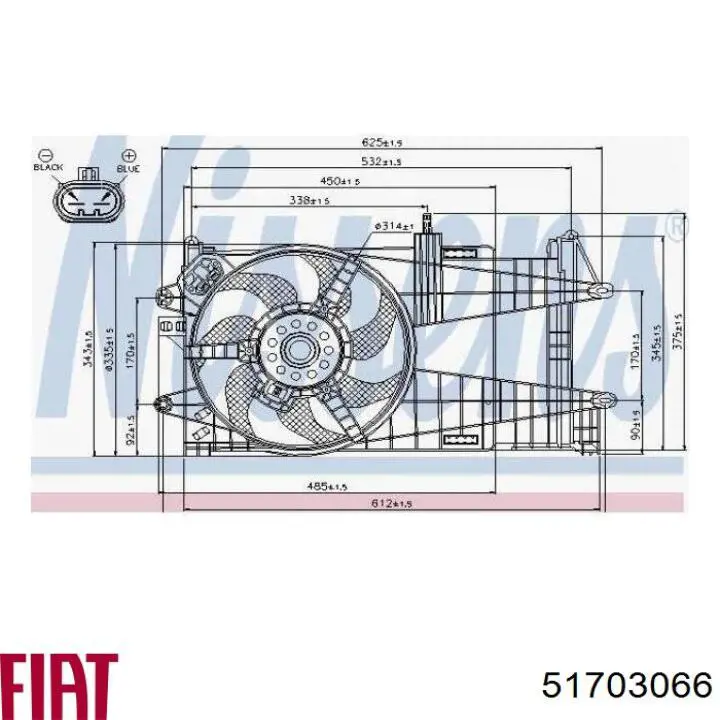 Купити 51703066 Fiat/Alfa/Lancia Дифузор радіатора охолодження, в зборі з двигуном і крильчаткою