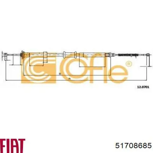 51708685 Fiat/Alfa/Lancia Трос ручного гальма задній, правий