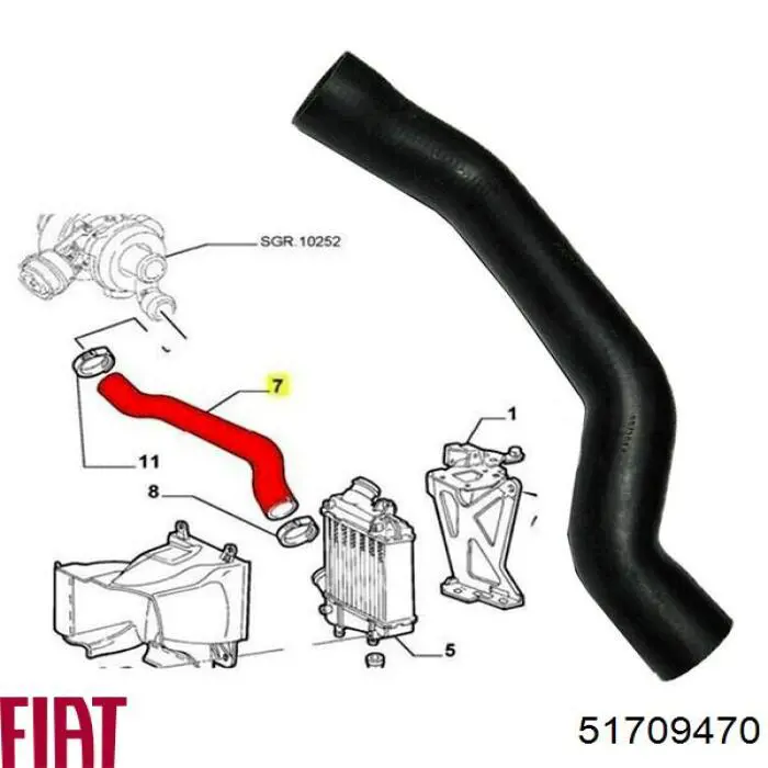 Купити 51709470 Fiat/Alfa/Lancia Шланг/патрубок интеркуллера