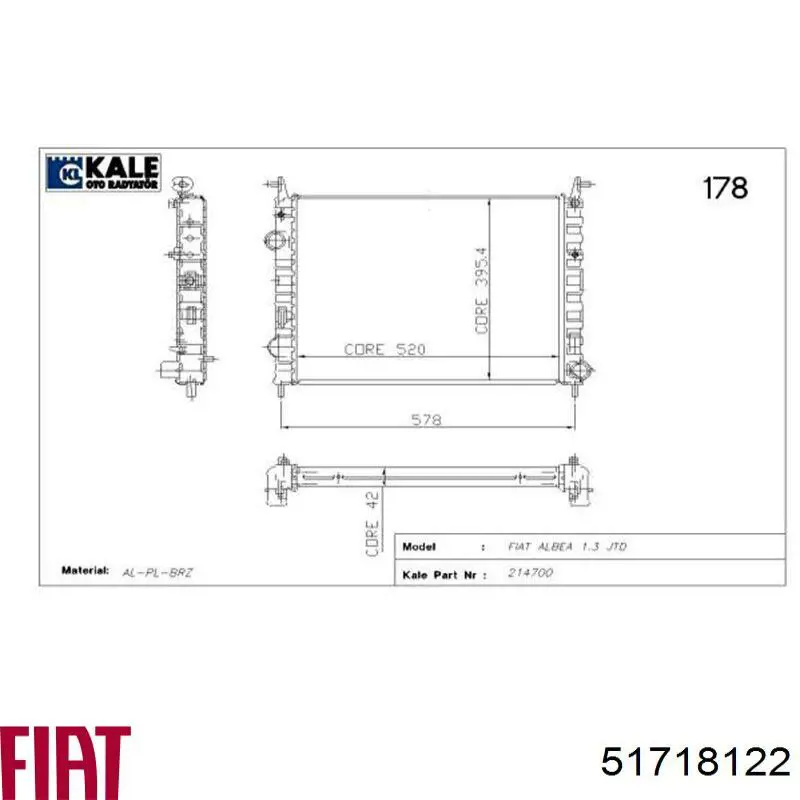 Купити 51718122 Fiat/Alfa/Lancia Радіатор двигуна