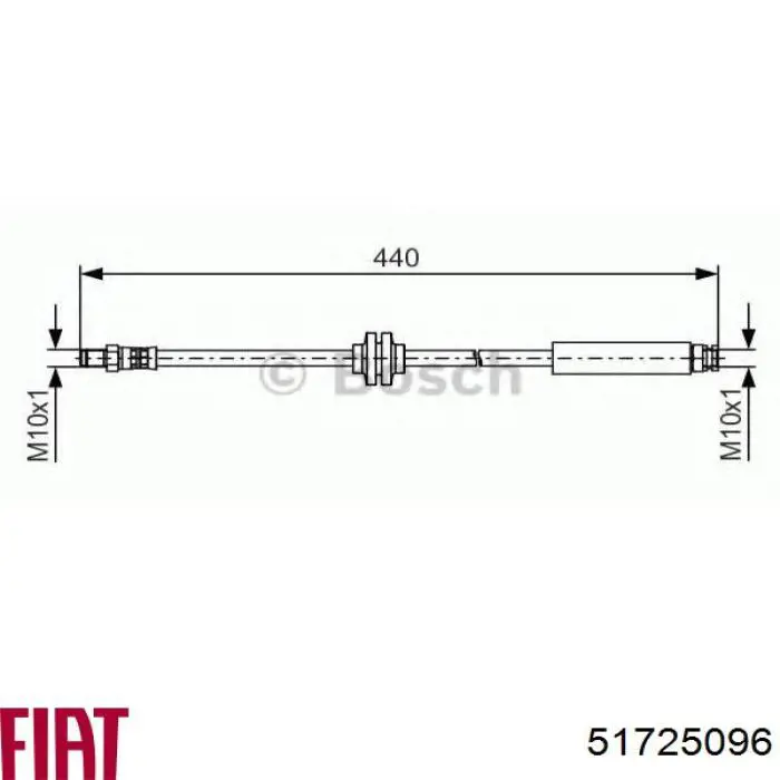 Шланг гальмівний задній 51725096 Fiat/Alfa/Lancia