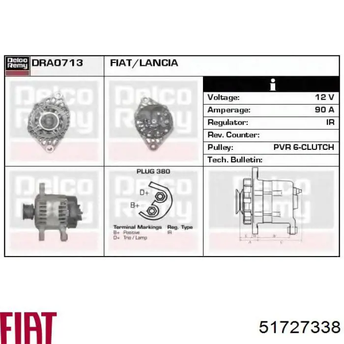 51727338 Fiat/Alfa/Lancia Авто генератор