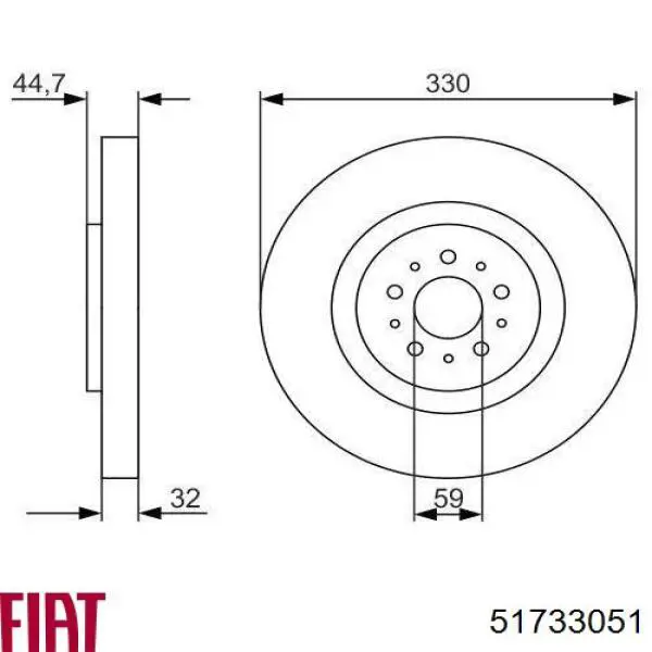 Диск переднього гальма Fiat/Alfa/Lancia 51733051 ціна, від 89.26 USD