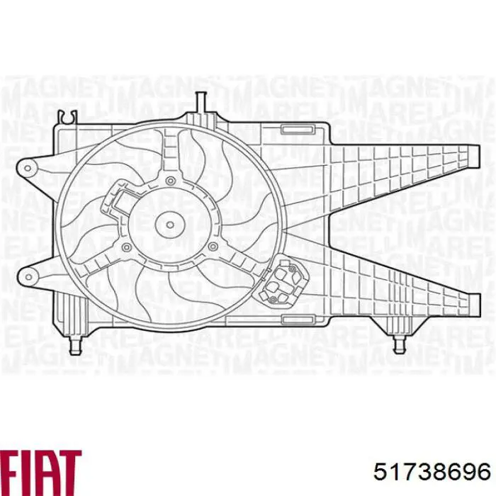 Купити 51738696 Fiat/Alfa/Lancia Дифузор радіатора охолодження, в зборі з двигуном і крильчаткою