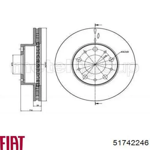 Диск гальмівний передній Fiat/Alfa/Lancia 51742246