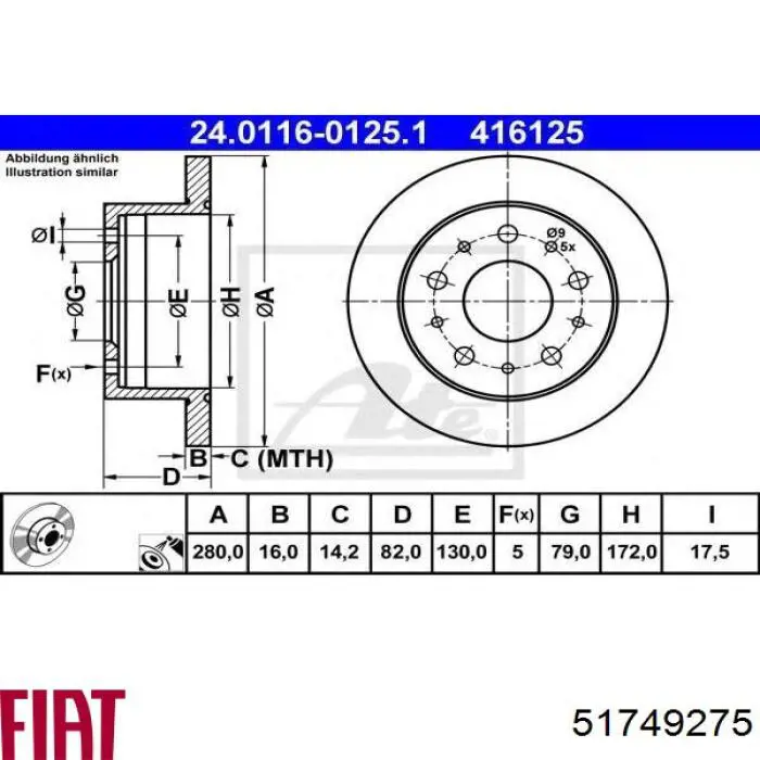 51749275 Fiat/Alfa/Lancia Дискові гальма