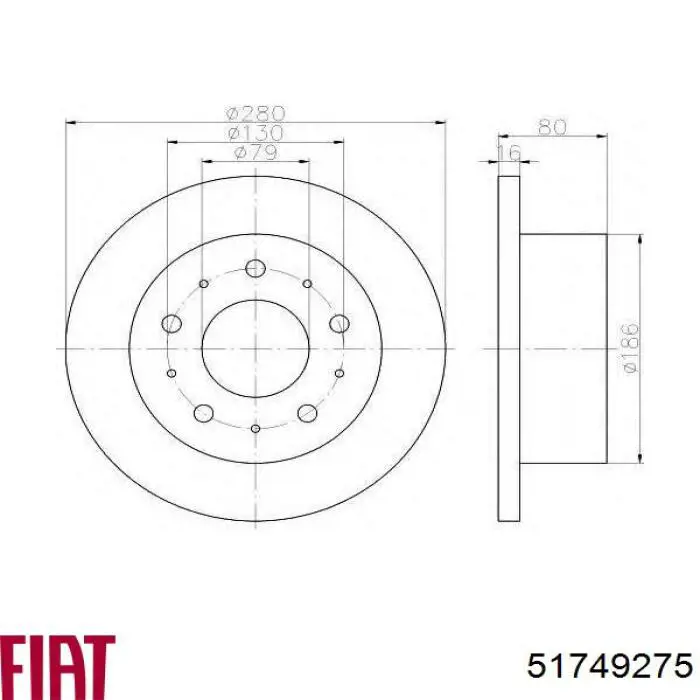 Задні дискові гальма Fiat/Alfa/Lancia 51749275 ціна, від 41.88 USD