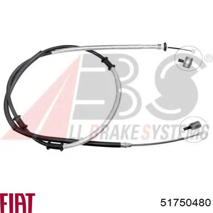 Купити 51750480 Fiat/Alfa/Lancia Трос ручного гальма задній, правий
