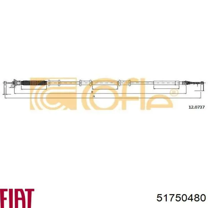 Трос стоянкового гальма задній правий Fiat/Alfa/Lancia 51750480 ціна, від 16.14 USD
