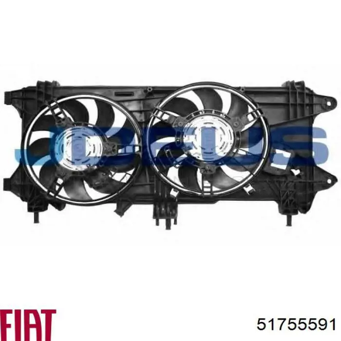 51755591 Fiat/Alfa/Lancia Дифузор радіатора охолодження, в зборі з мотором і крильчаткою
