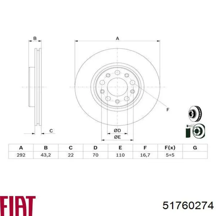 Купити 51760274 Fiat/Alfa/Lancia Диск заднього гальма