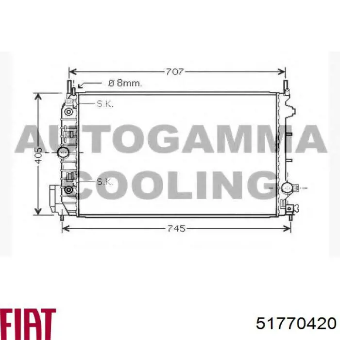 Радіатор охолодження двигуна 51770420 Fiat/Alfa/Lancia