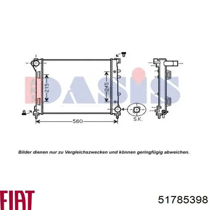 Радіатор основний Fiat/Alfa/Lancia 51785398 ціна, від 61.16 USD