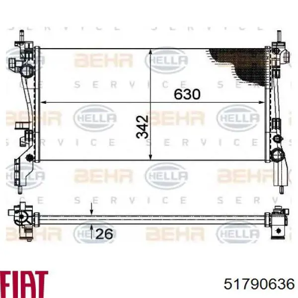 Радіатор 51790636 Fiat/Alfa/Lancia