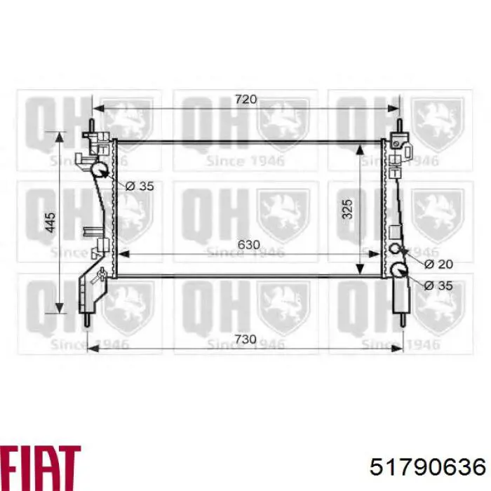 Радіатор охолодження Fiat/Alfa/Lancia 51790636