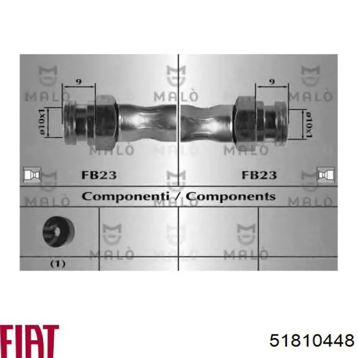 Шланг гальмівний задній 51810448 Fiat/Alfa/Lancia