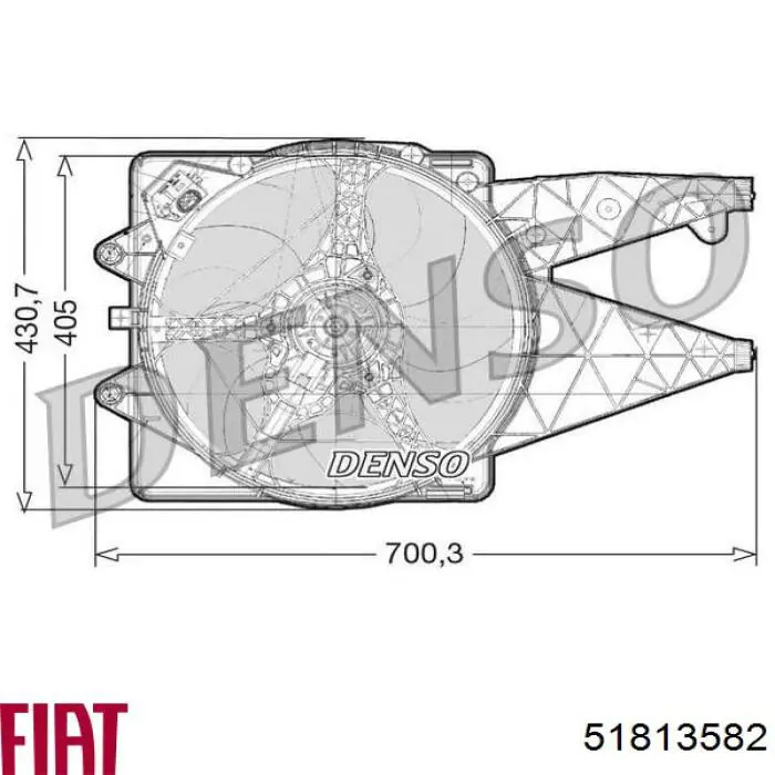 51813582 Fiat/Alfa/Lancia Дифузор радіатора охолодження, в зборі з мотором і крильчаткою