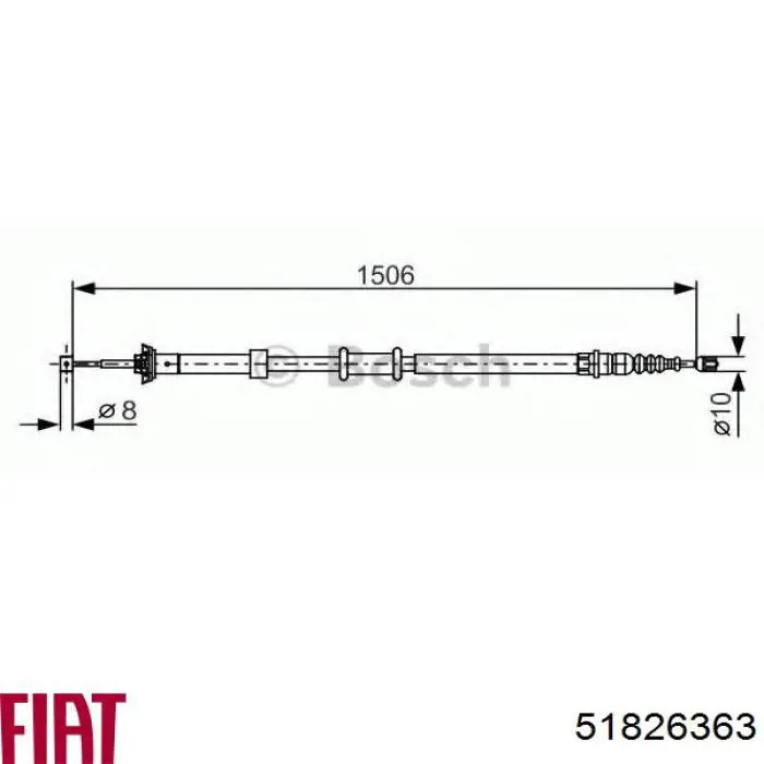 Трос ручного гальма задній, правий Fiat/Alfa/Lancia 51826363 ціна, від 17.48 USD