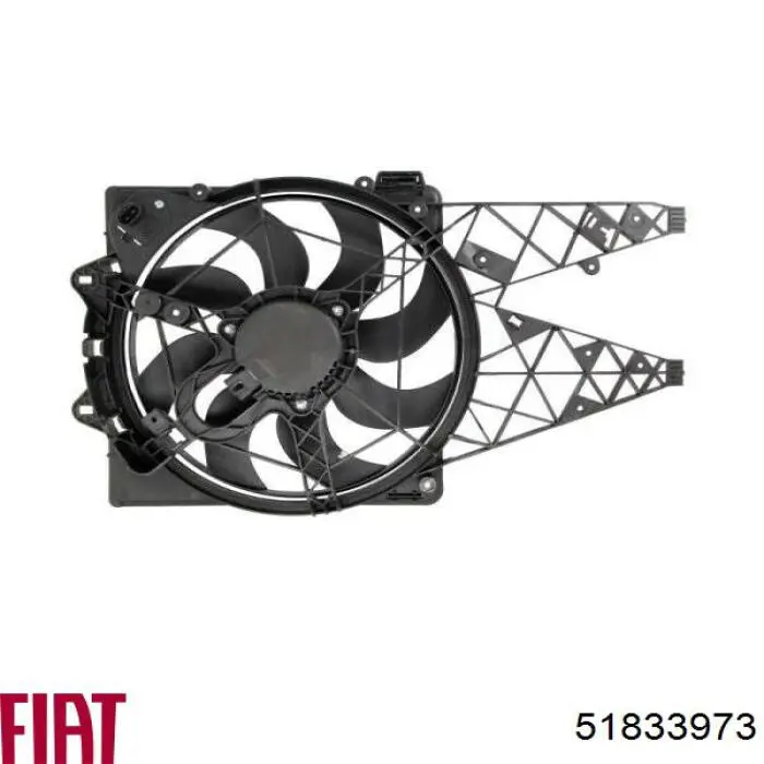 51833973 Fiat/Alfa/Lancia Дифузор радіатора охолодження, в зборі з двигуном і крильчаткою