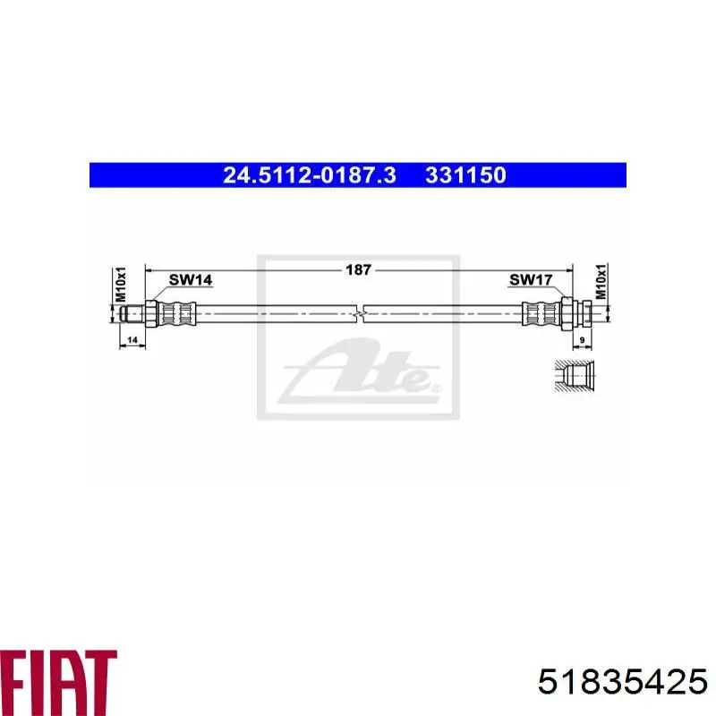 Купити 51835425 Fiat/Alfa/Lancia Гальмівні шланги передні