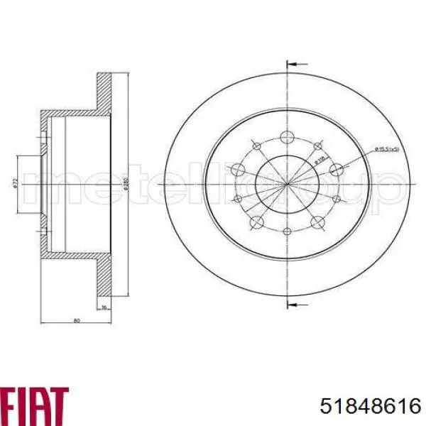 Купити 51848616 Fiat/Alfa/Lancia Диск заднього гальма