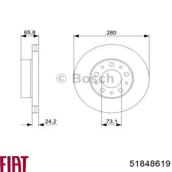 Гальмівні диски передні 51848619 Fiat/Alfa/Lancia