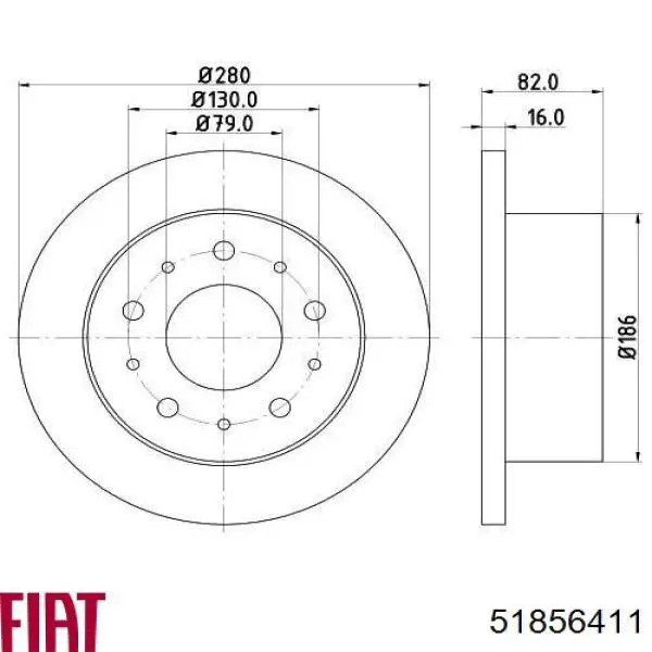 Купити 51856411 Fiat/Alfa/Lancia Диск заднього гальма
