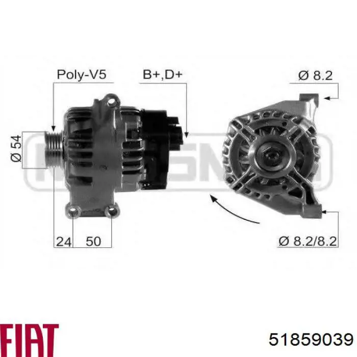 Генератор Fiat/Alfa/Lancia 51859039 ціна, від 118.15 USD
