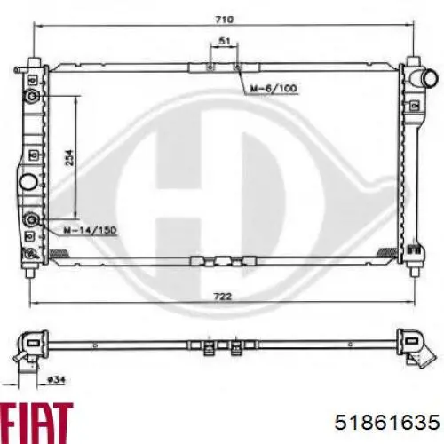 Радіатор основний Fiat/Alfa/Lancia 51861635 ціна, від 61.81 USD