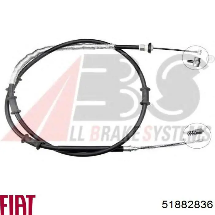 51882836 Fiat/Alfa/Lancia Трос ручного гальма задній, правий/лівий