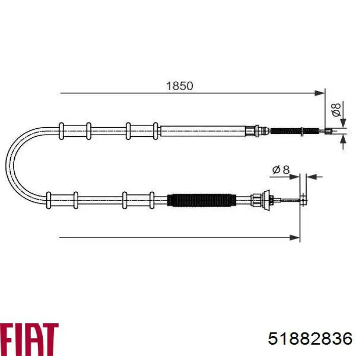 Трос ручного гальма задній, правий/лівий Fiat/Alfa/Lancia 51882836 ціна, від 15.29 USD