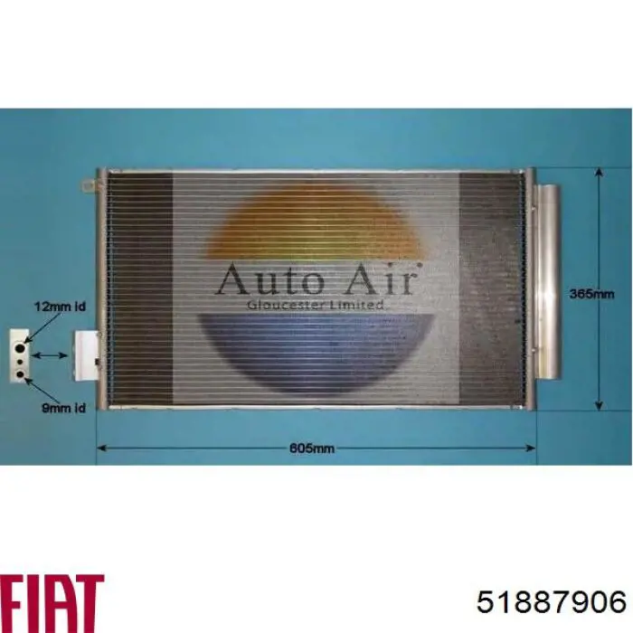 Радіатор кондиціонера 51887906 Fiat/Alfa/Lancia