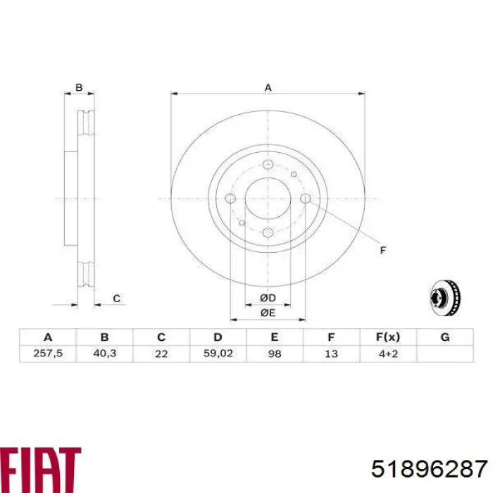 Гальмівні диски передні 51896287 Fiat/Alfa/Lancia