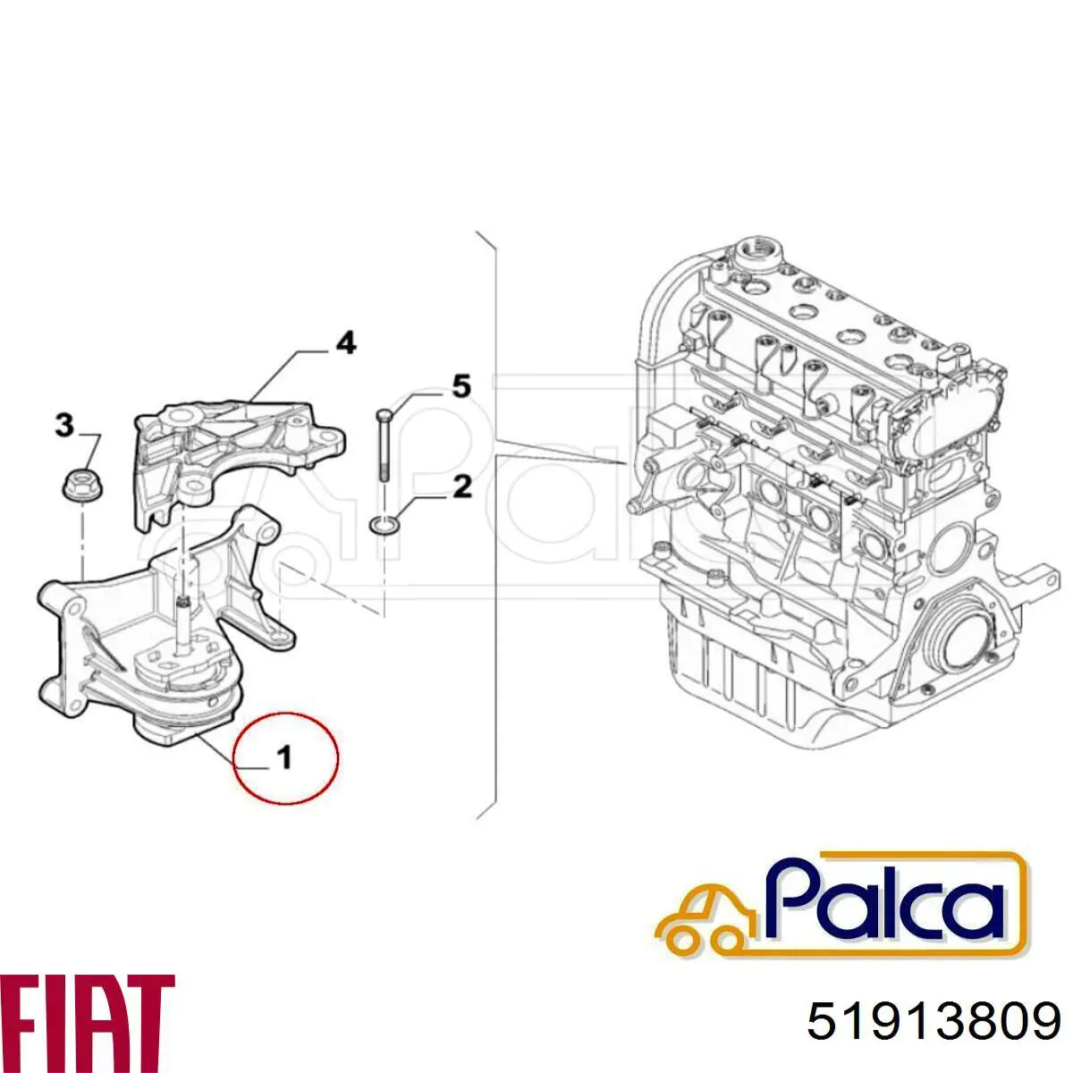 Права подушка двигуна Fiat/Alfa/Lancia 51913809 ціна, від 40.64 USD