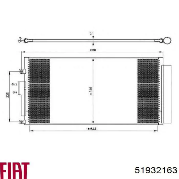 Конденсатор кондиціонера Fiat/Alfa/Lancia 51932163 ціна, від 100.41 USD