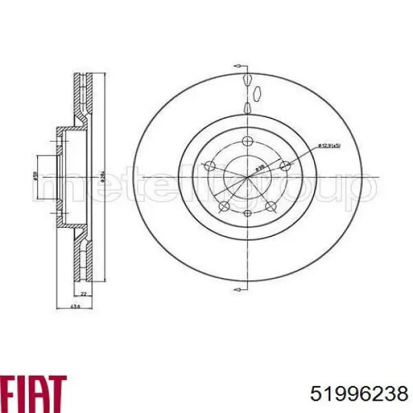 Гальмівні диски передні 51996238 Fiat/Alfa/Lancia