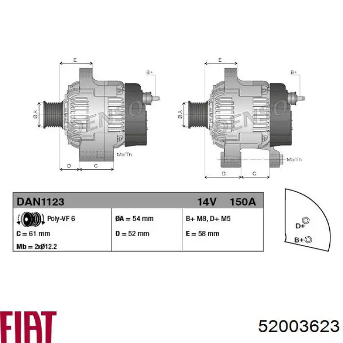 52003623 Fiat/Alfa/Lancia Авто генератор