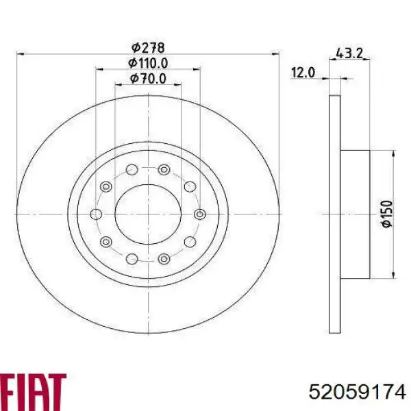 Гальмівні диски 52059174 Fiat/Alfa/Lancia
