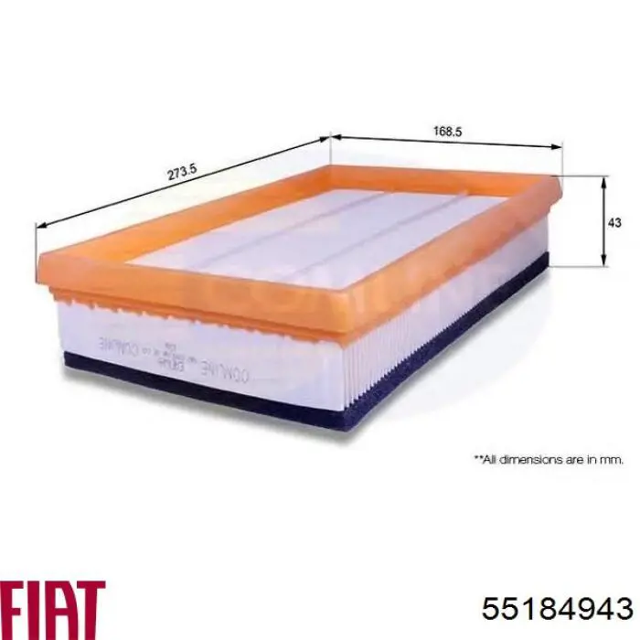 Елемент повітряного фільтра Fiat/Alfa/Lancia 55184943 ціна, від 7.70 USD