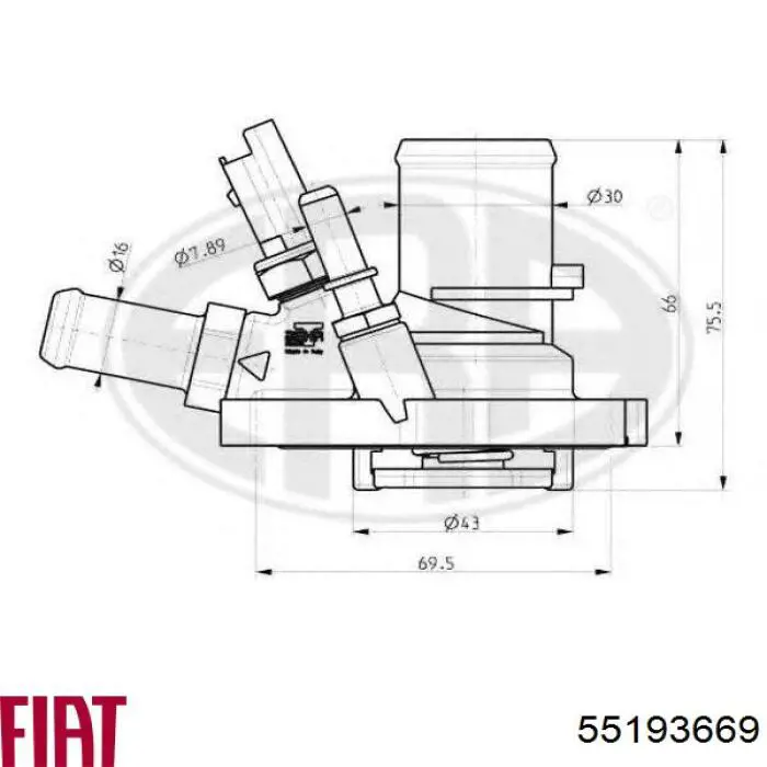 Купити 55193669 Fiat/Alfa/Lancia Термостат в корпусі
