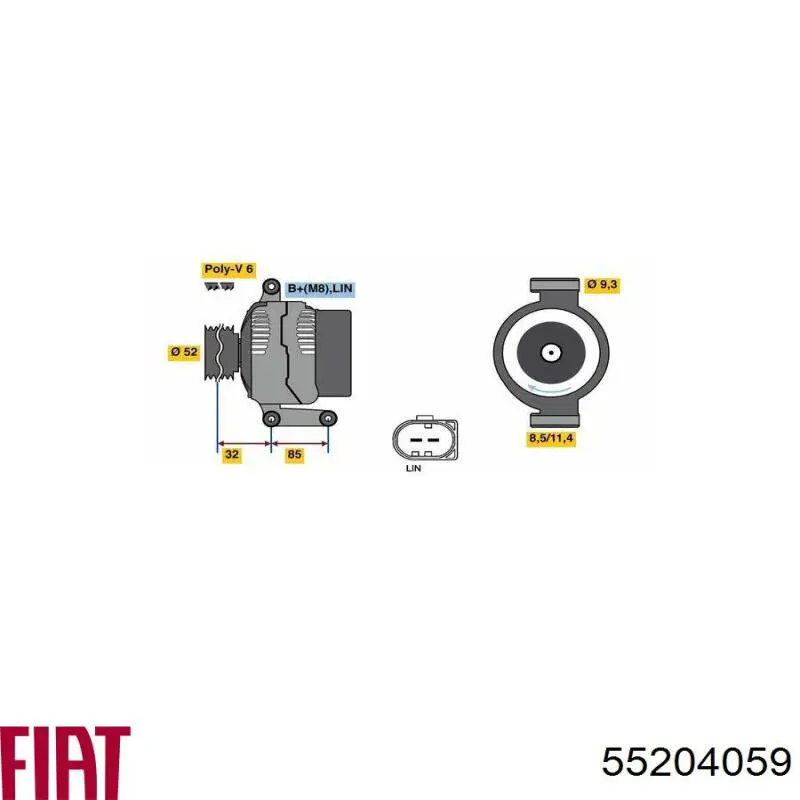 Купити 55204059 Fiat/Alfa/Lancia Лямбдазонд, датчик кисню до каталізатора