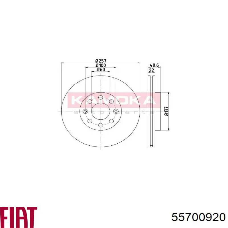 55700920 Fiat/Alfa/Lancia Гальмо дискове переднє