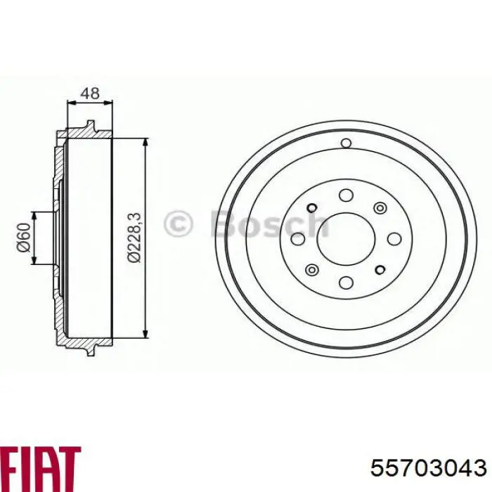 Барабан гальмівний задній Fiat/Alfa/Lancia 55703043 ціна, від 45.88 USD
