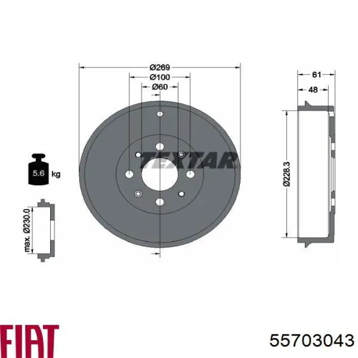 Купити 55703043 Fiat/Alfa/Lancia Барабан гальмівний задній