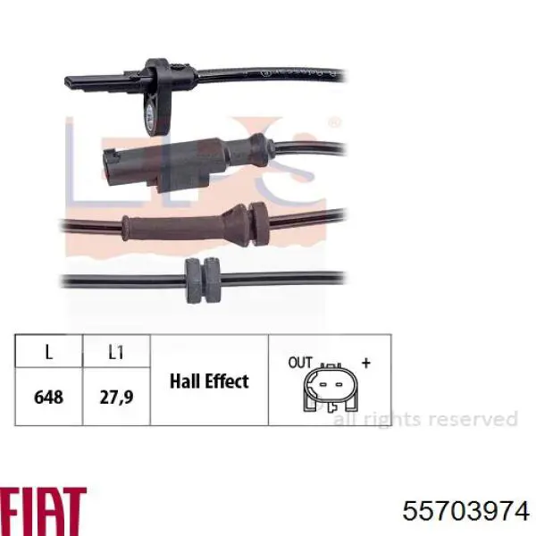 Датчик АБС (ABS) задній Fiat/Alfa/Lancia 55703974 ціна, від 19.77 USD